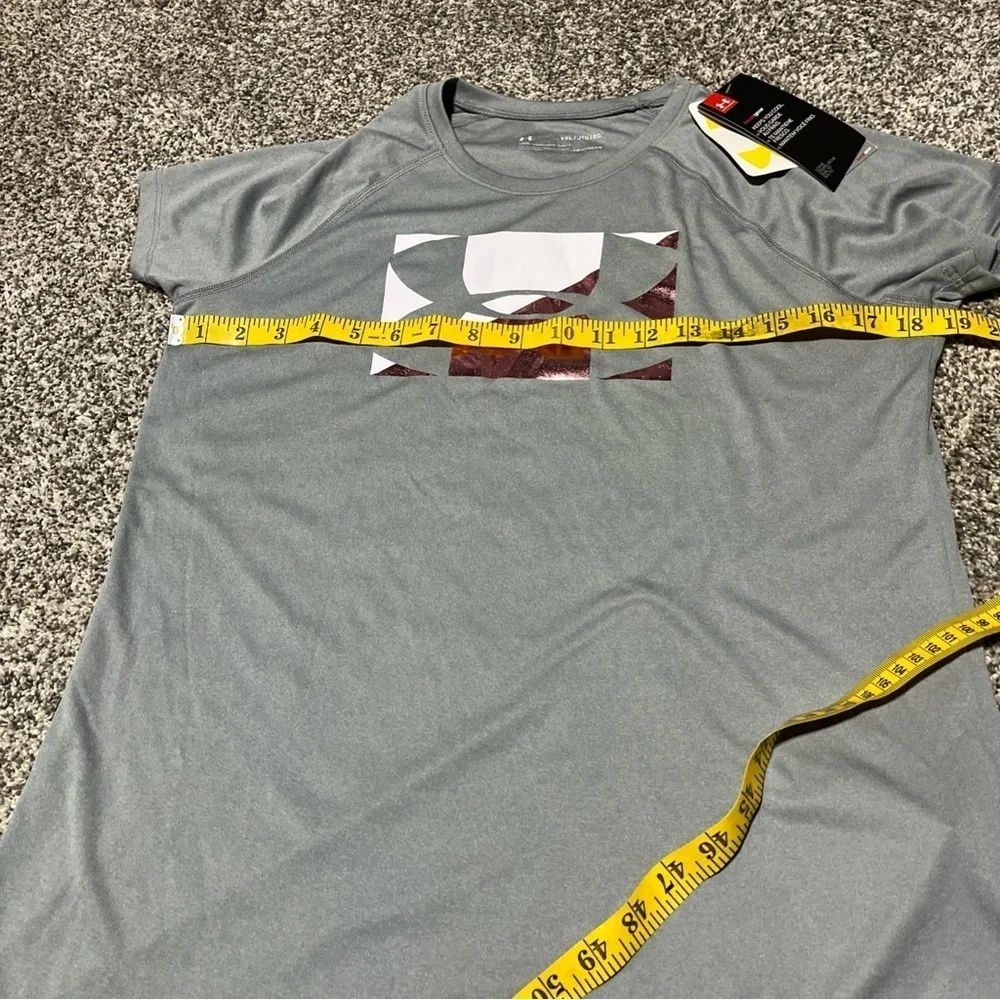 Girl's Youth XL Under Armour UA Loose Fit Shirt Top Big Logo Grey NWT